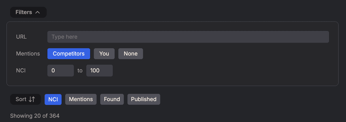 Filters and sorting